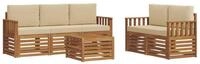 vidaXL Gartenlounge-Set Sofagarnituren 6 pcs Natur und Beige Massivholz, (6-tlg)