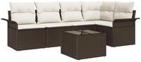vidaXL Loungesofa Gartensofa-set mit Kissen 6 pcs Poly-Rattan, 6 Teile