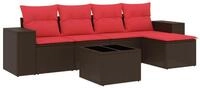 vidaXL Sofaelement 6-teiliges Gartensofa-Set mit Kissen, braun, Polyrattan (1 St)