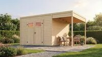 weka Gartenhaus Batu 3 mit Anbau 150 cm, BxT: 450x609,2 cm