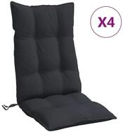 vidaXL Hochlehnerauflage, Gartenstuhl Auflagen 4 Stk. Schwarz Oxford-Gewebe