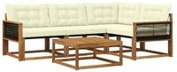 vidaXL Gartenlounge-Set Outdoor-Sofagarnitur mit Kissen 5 pcs Natur und Creme,