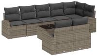 vidaXL Gartenlounge-Set Gartensofa-set mit Kissen mit Speicher 9 pcs Grau