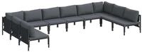 vidaXL Gartenlounge-Set Gartensofa-set mit Kissen 10 pcs Schwarz Stahl, (10-tlg)
