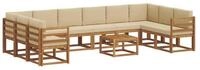 vidaXL Gartenlounge-Set Outdoor-Sofagarnitur mit Kissen 11 pcs Natur und Beige,