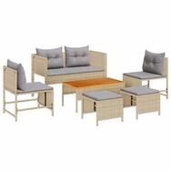 vidaXL Gartenlounge-Set Gartensofa-set mit Kissen 6 pcs Beige und Hellgrau