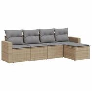 vidaXL Sofaelement 5-tlg. Garten-Sofagarnitur mit Kissen Beige Poly Rattan (1 St)
