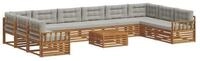 vidaXL Gartenlounge-Set Sofagarnituren 11 pcs Nat&uuml;rlich und Hellgrau...