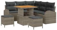 vidaXL Loungesofa Garten-Sofa-Set mit Kissen mit Speicher 8 pcs Grau, 8 Teile