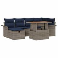 vidaXL Gartenlounge-Set Gartensofa-set mit Kissen mit Speicher 7 pcs Grau