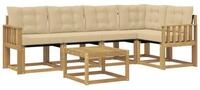 vidaXL Gartenlounge-Set Outdoor-Sofagarnitur mit Kissen 6 pcs Wei&szlig; und Beige,