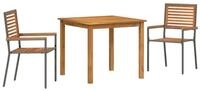 vidaXL Gartenlounge-Set Garten Essgruppe 3 pcs Grau Massivholz, (3-tlg)