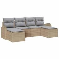 vidaXL Gartenlounge-Set Gartensofa-set mit Kissen 6 pcs Beige Poly Rattan, (6-tlg)