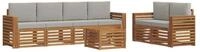 vidaXL Gartenlounge-Set Outdoor-Sofagarnitur mit Kissen 7 pcs Nat&uuml;rlich und