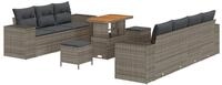vidaXL Loungesofa Gartensofa-set mit Kissen mit Speicher 10 pcs Grau Poly Rattan, 10