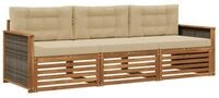 vidaXL Gartenlounge-Set Outdoor-Sofagarnitur mit Kissen 3 pcs Natur und Beige,