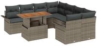 vidaXL Loungesofa Garten-Sofa-Set mit Kissen Grau, 9 Teile