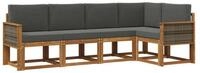 vidaXL Gartenlounge-Set Outdoor-Sofagarnitur 5 pcs Natur und Anthrazit Polyester,