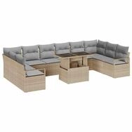 vidaXL Loungesofa Garten-Sofa-Set 11 pcs Beige und Hellgrau Poly-Rattan, 11 Teile