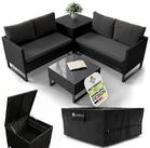 Juskys Gartenlounge-Set Santorini, (4-tlg), Polyrattan Sitzgruppe mit...