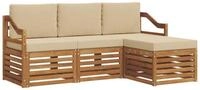 vidaXL Gartenlounge-Set Outdoor-Sofagarnitur mit Kissen 4 pcs Natur und Beige,