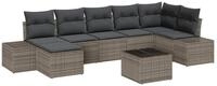vidaXL Gartenlounge-Set Garten-Sofa-Set mit Kissen mit Speicher 7 pcs Grau