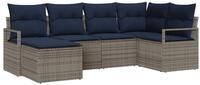 vidaXL Gartenlounge-Set Sofa Set mit Kissen 6 pcs Grau Poly Rattan, (6-tlg)