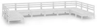vidaXL Gartenlounge-Set 10-tlg. Garten-Lounge-Set Wei&szlig; Massivholz Kiefer,...