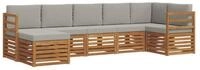 vidaXL Gartenlounge-Set Ecksofa Set 7 pcs Nat&uuml;rlich und Hellgrau Massivholz,...