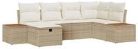 vidaXL Loungesofa Garten-Sofa-Set mit Kissen 6 pcs Beige Poly Rattan