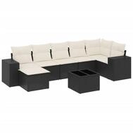 vidaXL Gartenlounge-Set 8-tlg. Garten-Sofagarnitur mit Kissen Schwarz Poly Rattan,