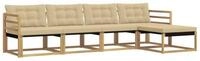 vidaXL Gartenlounge-Set Outdoor-Sofagarnitur mit Kissen 5 pcs Wei&szlig; und Beige,