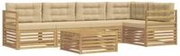 vidaXL Gartenlounge-Set Outdoor-Sofagarnitur mit Kissen 6 pcs Wei&szlig; und Beige