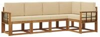 vidaXL Gartenlounge-Set Outdoor-Sofagarnitur mit Kissen 5 pcs Natur und Beige,