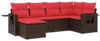 vidaXL Gartenlounge-Set 6-teiliges Gartensofa-Set mit Kissen, braun, Polyrattan,