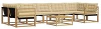 vidaXL Gartenlounge-Set Outdoor-Sofagarnitur 8 pcs Wei&szlig; und Beige 79 x 79 x 37...
