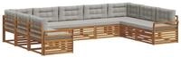 vidaXL Gartenlounge-Set Outdoor-Sofagarnitur mit Kissen 9 pcs Nat&uuml;rlich und