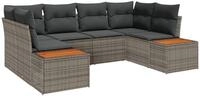 vidaXL Loungesofa Gartensofa-set mit Kissen mit Speicher 6 pcs Grau Polyrattan, 6