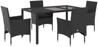 vidaXL Garten-Essgruppe 5-tlg. Garten-Essgruppe mit Kissen Schwarz Poly Rattan...