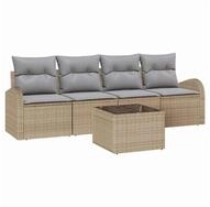 vidaXL Loungesofa Gartensofa-set Beige 55 x 55 x 37 cm Poly-Rattan, 5 Teile