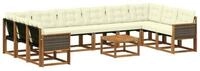 vidaXL Gartenlounge-Set Outdoor-Sofagarnitur mit Kissen 11 pcs Natur und Creme,