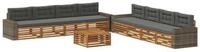 vidaXL Gartenlounge-Set Outdoor-Sofagarnitur 9 pcs Natur und Anthrazit Polyester,