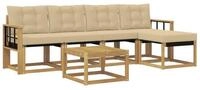 vidaXL Gartenlounge-Set Outdoor-Sofagarnitur mit Kissen 6 pcs Wei&szlig; und Beige,