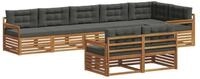 vidaXL Gartenlounge-Set Outdoor-Sofagarnitur mit Kissen 8 pcs Natur und...