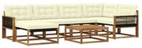 vidaXL Gartenlounge-Set Outdoor-Sofagarnitur 7 pcs Natur und Creme Massivholz,