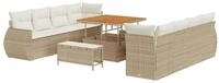 vidaXL Gartenlounge-Set Gartensofa-set mit Kissen mit Speicher 11 pcs Beige