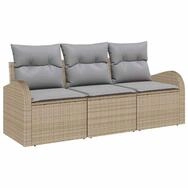 vidaXL Gartenlounge-Set Gartensofa-set Beige Poly-Rattan, (3-tlg)