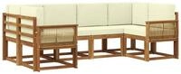 vidaXL Gartenlounge-Set Outdoor-Sofagarnitur 6 pcs Natur und Creme Massivholz,