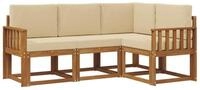 vidaXL Gartenlounge-Set Outdoor-Sofagarnitur mit Kissen 4 pcs Natur und Beige,