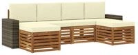 vidaXL Gartenlounge-Set Sofagarnituren 6 pcs Natur und Creme Massivholz, (6-tlg)
